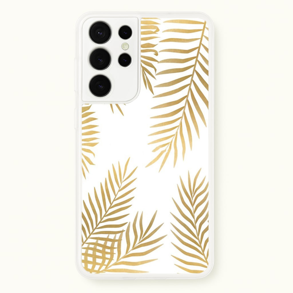 Gold Palm Leaf Pattern - Phone Case for Galaxy S21 Ultra