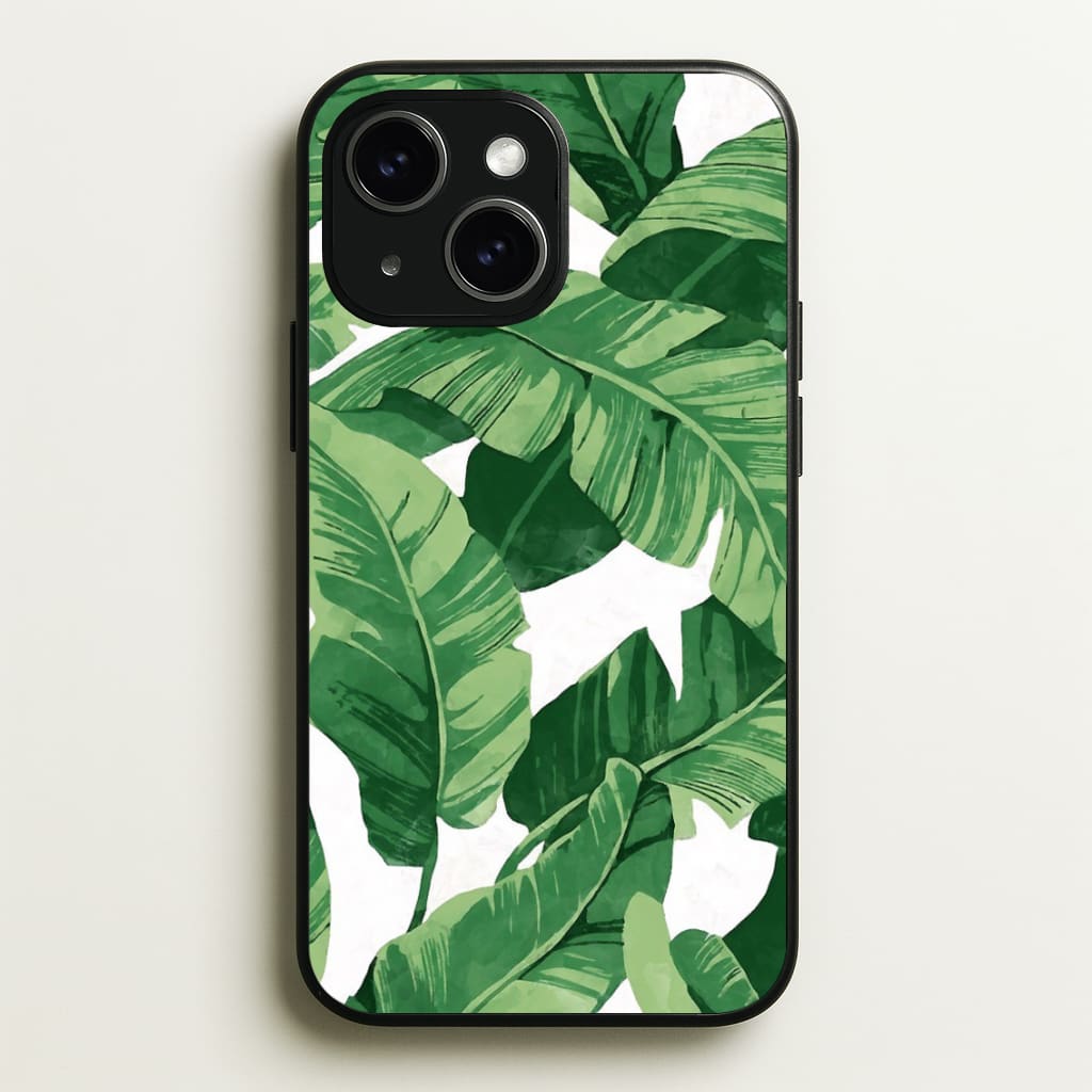 Tropical Banana Leaf Pattern - Phone Case for iPhone 15 Plus