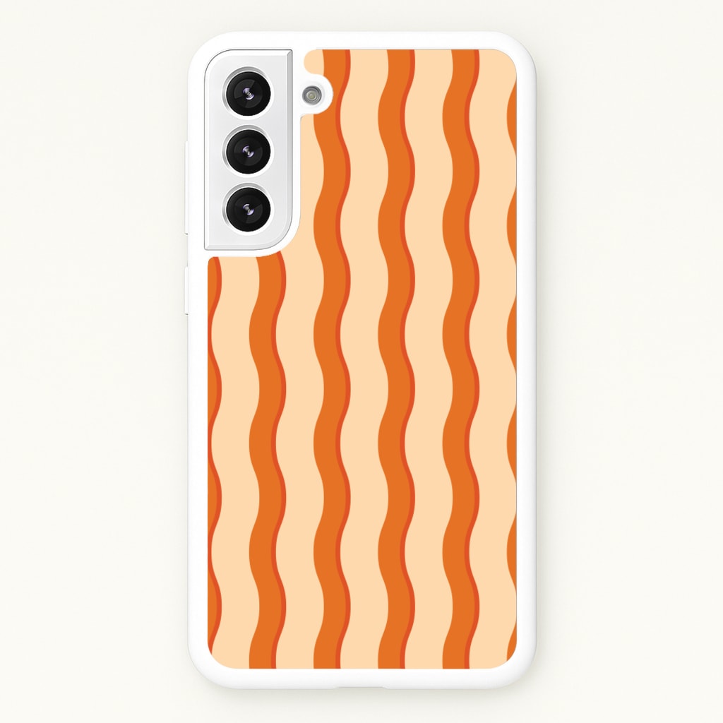 Orange Wavy Stripes Pattern - Patterns Phone Case for Galaxy S22 Plus