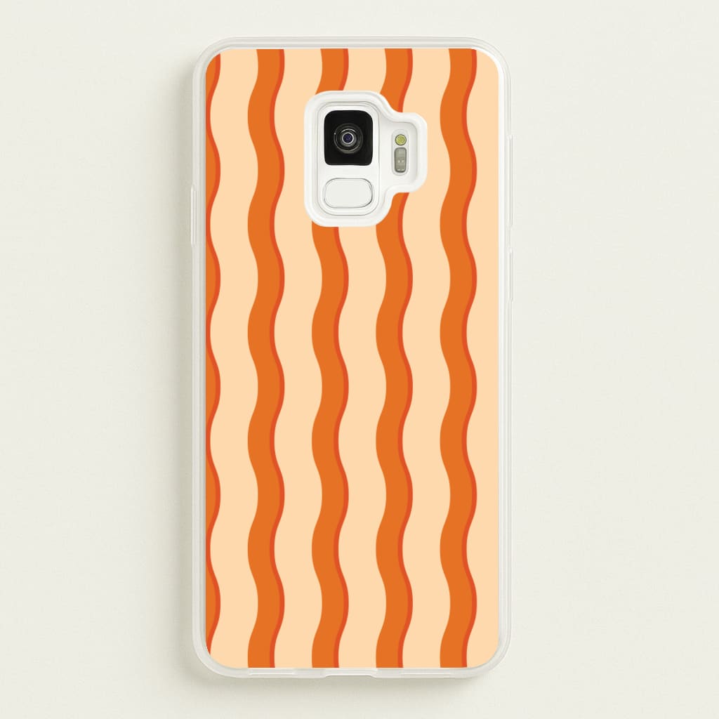 Orange Wavy Stripes Pattern - Patterns Phone Case for Galaxy S9
