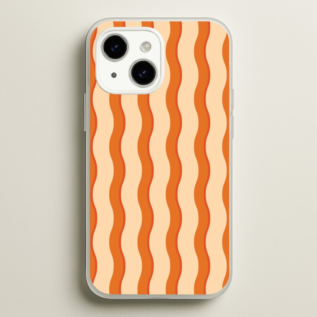 Orange Wavy Stripes Pattern - Patterns Phone Case for iPhone 15