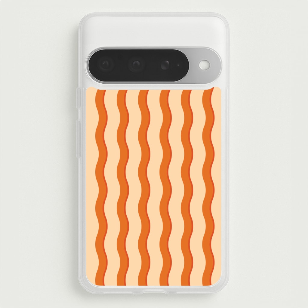 Orange Wavy Stripes Pattern Phone Case for Google Pixel 10 Pro XL