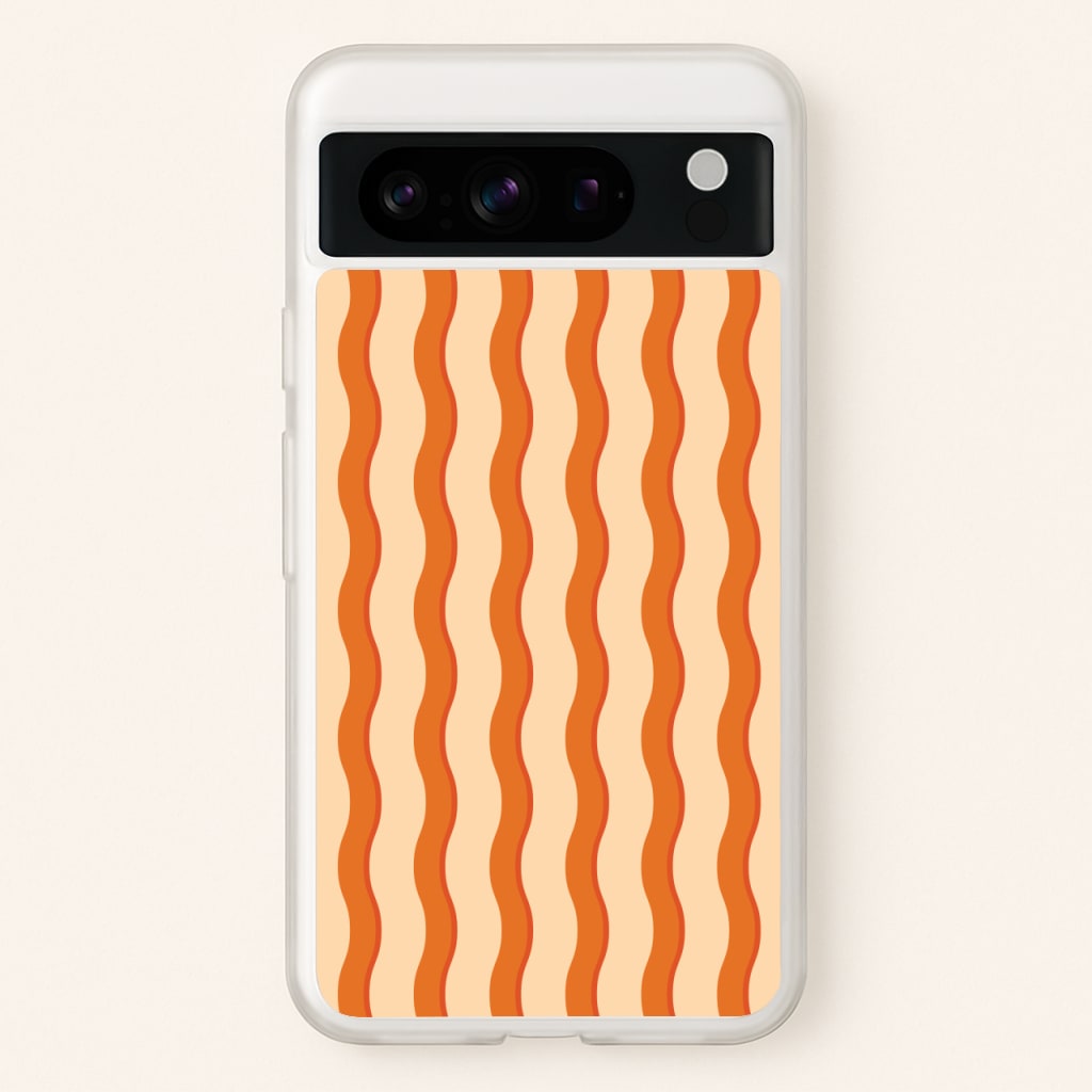 Orange Wavy Stripes Pattern - Patterns Phone Case for Google Pixel 8 Pro