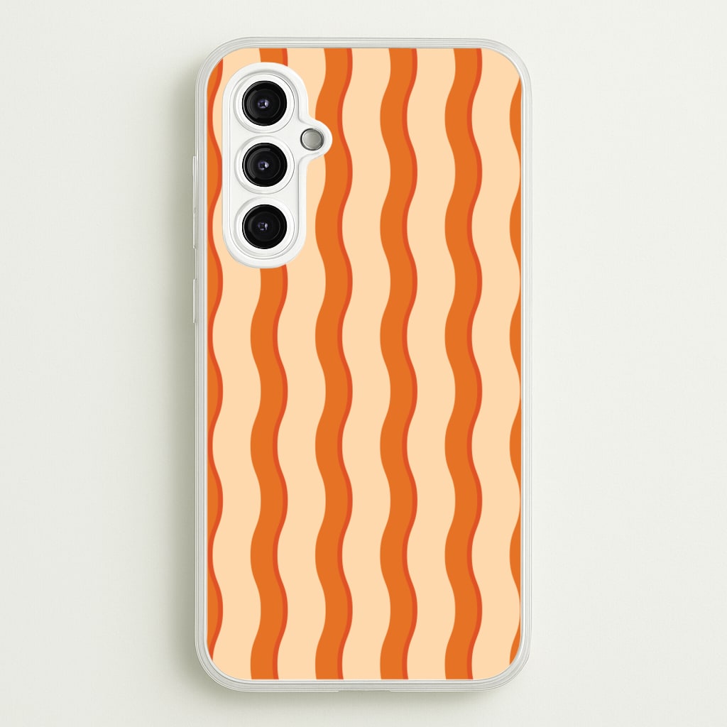 Orange Wavy Stripes Pattern - Patterns Phone Case for Galaxy A14