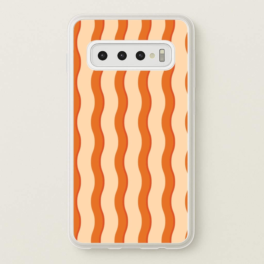 Orange Wavy Stripes Pattern - Patterns Phone Case for Galaxy S10 Plus