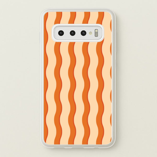 Orange Wavy Stripes Pattern - Patterns Phone Case for Galaxy S10 Plus