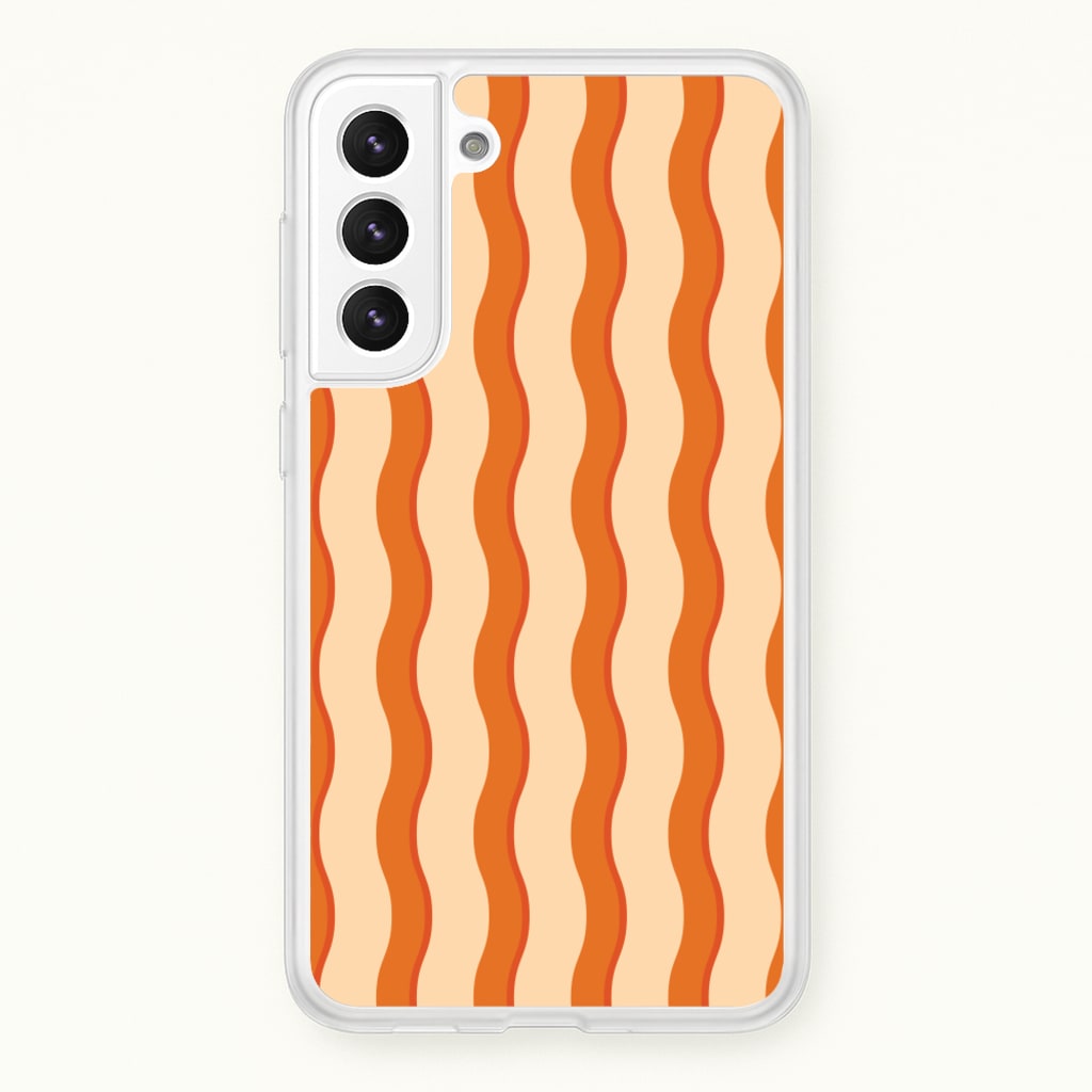 Orange Wavy Stripes Pattern - Patterns Phone Case for Galaxy S21