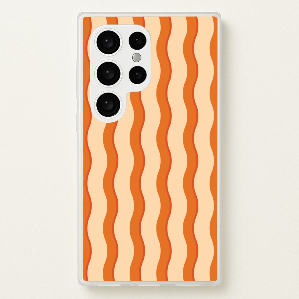 Orange Wavy Stripes Pattern - Patterns Phone Case for Galaxy S24 Ultra