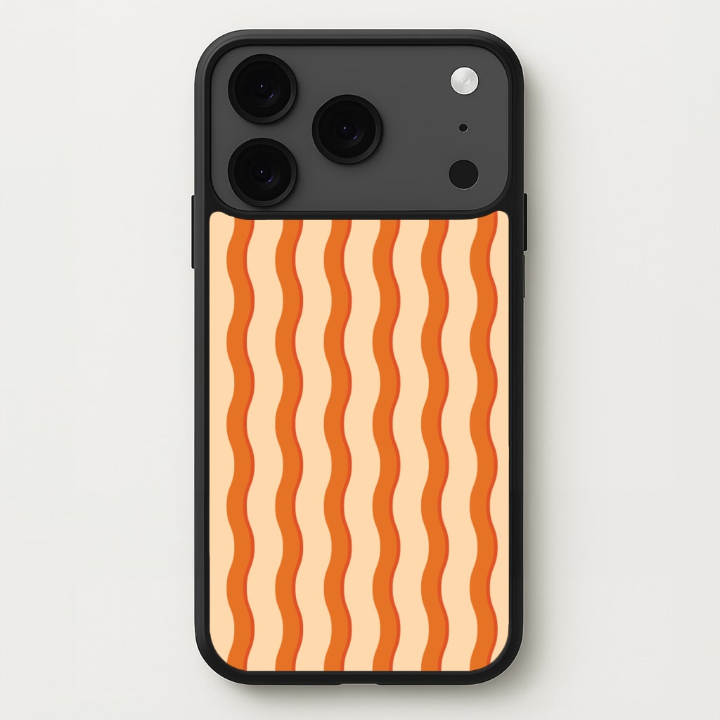 Orange Wavy Stripes Pattern Phone Case for iPhone 17 Pro Max