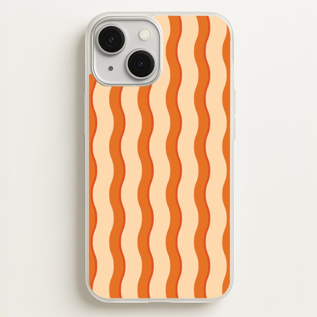 Orange Wavy Stripes Pattern - Patterns Phone Case for iPhone 13