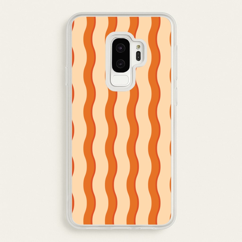 Orange Wavy Stripes Pattern - Patterns Phone Case for Galaxy S9 Plus