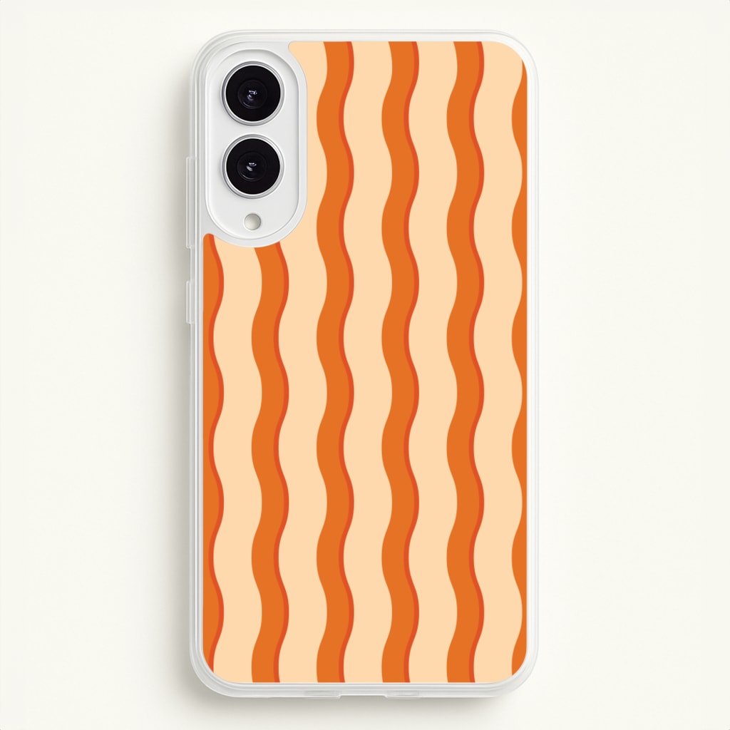 Orange Wavy Stripes Pattern - Patterns Phone Case for Galaxy S25 Edge