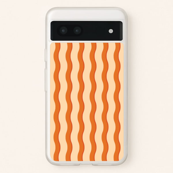 Orange Wavy Stripes Pattern - Patterns Phone Case for Google Pixel 6a