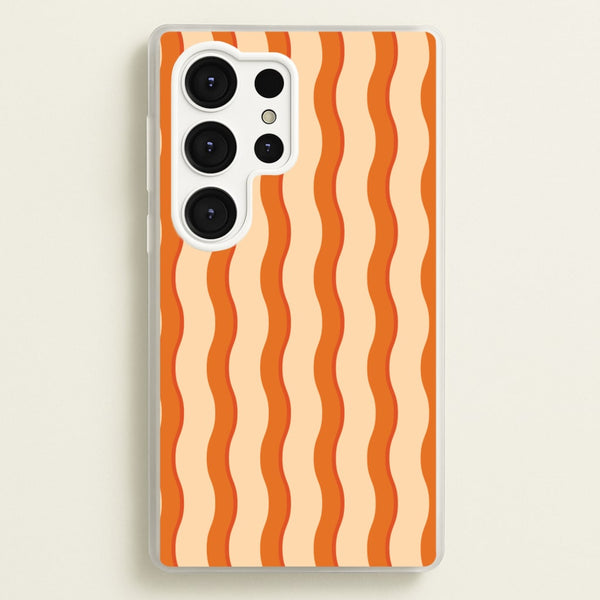 Orange Wavy Stripes Pattern - Patterns Phone Case for Galaxy S25 Ultra