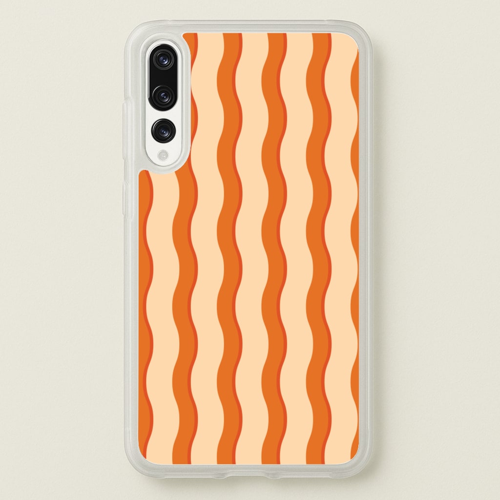 Orange Wavy Stripes Pattern - Patterns Phone Case for Huawei P20 Pro