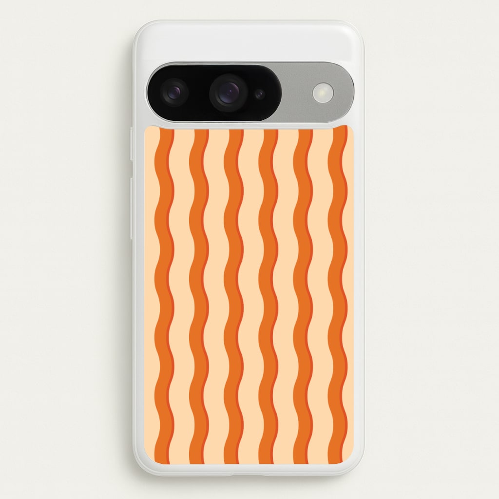 Orange Wavy Stripes Pattern Phone Case for Google Pixel 10 / 10 Pro