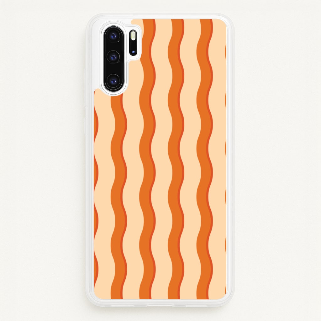 Orange Wavy Stripes Pattern - Patterns Phone Case for Huawei P30 Pro