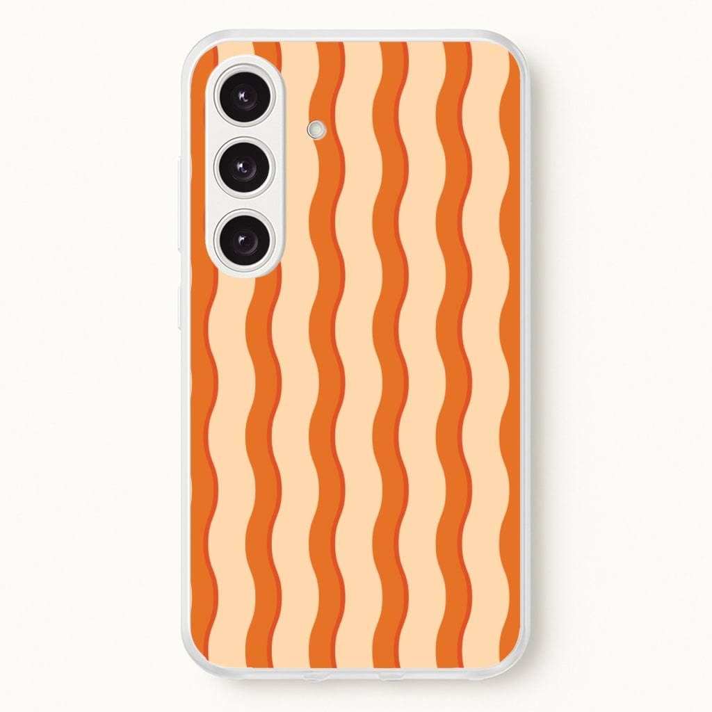 Orange Wavy Stripes Pattern - Patterns Phone Case for Galaxy S24FE