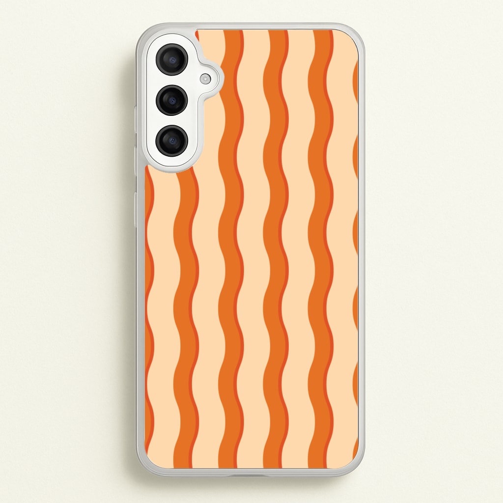 Orange Wavy Stripes Pattern - Patterns Phone Case for Galaxy A34