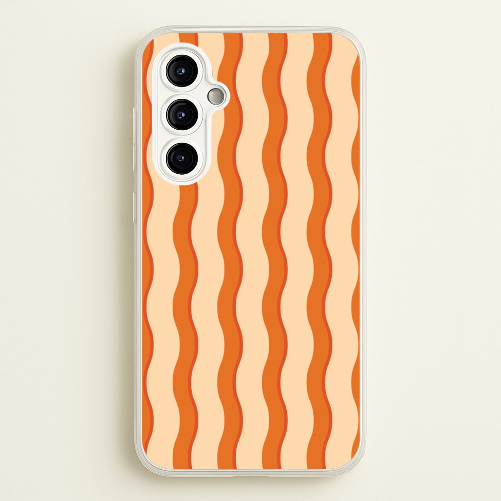 Orange Wavy Stripes Pattern - Patterns Phone Case for Galaxy A54