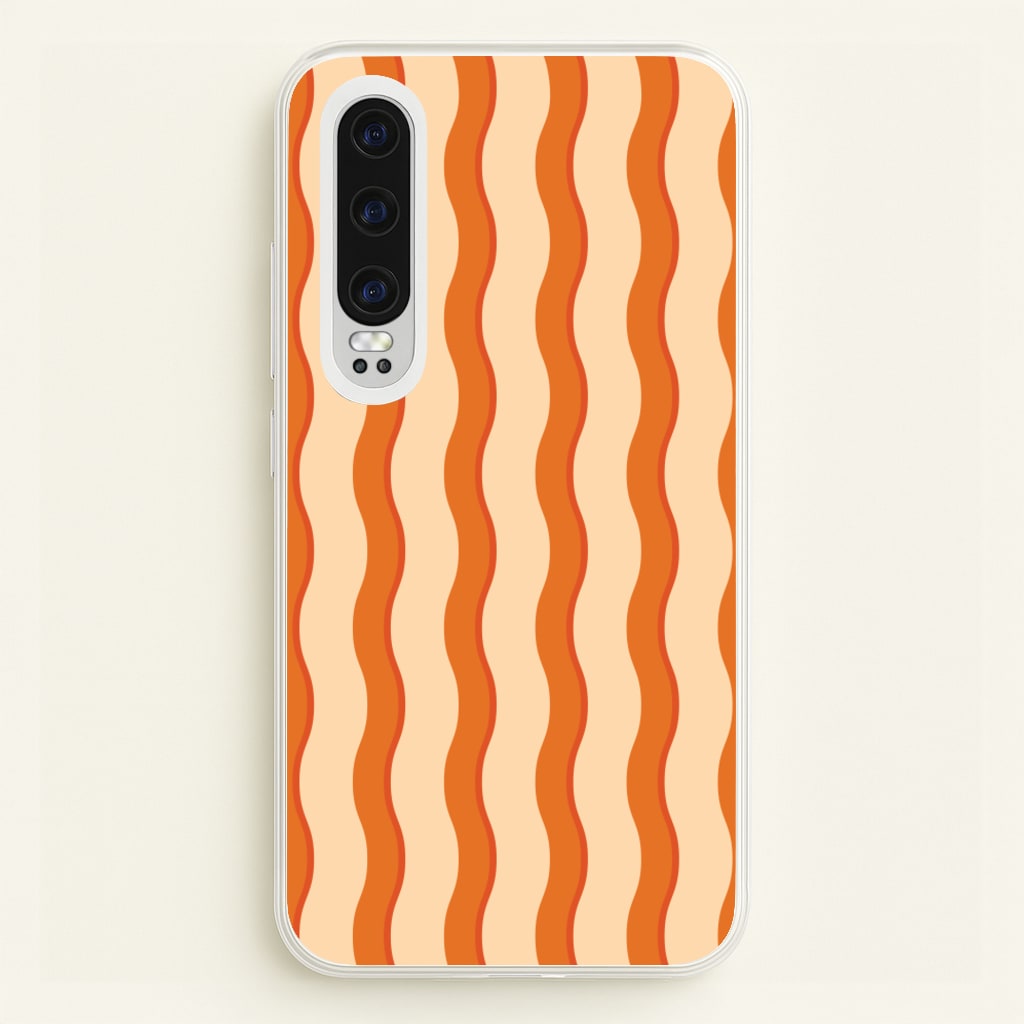 Orange Wavy Stripes Pattern - Patterns Phone Case for Huawei P30
