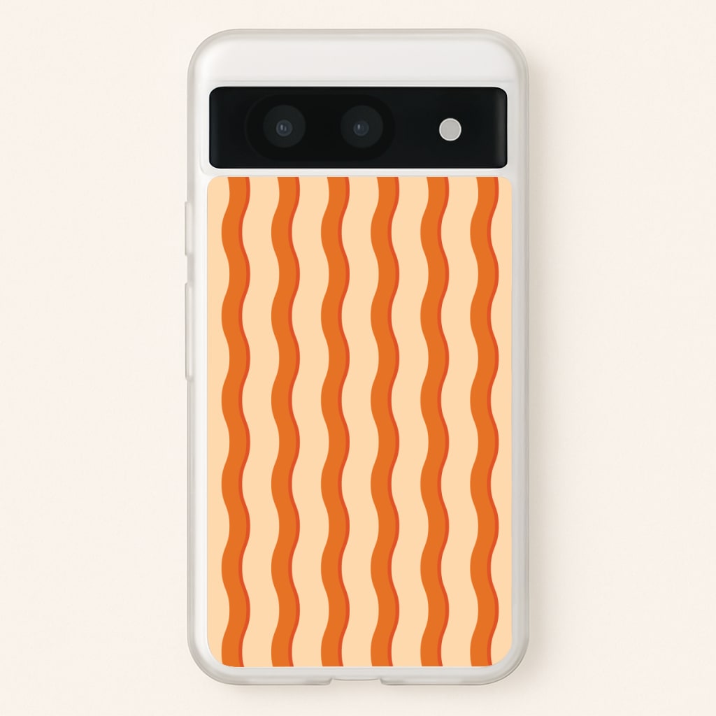 Orange Wavy Stripes Pattern - Patterns Phone Case for Google Pixel 8a