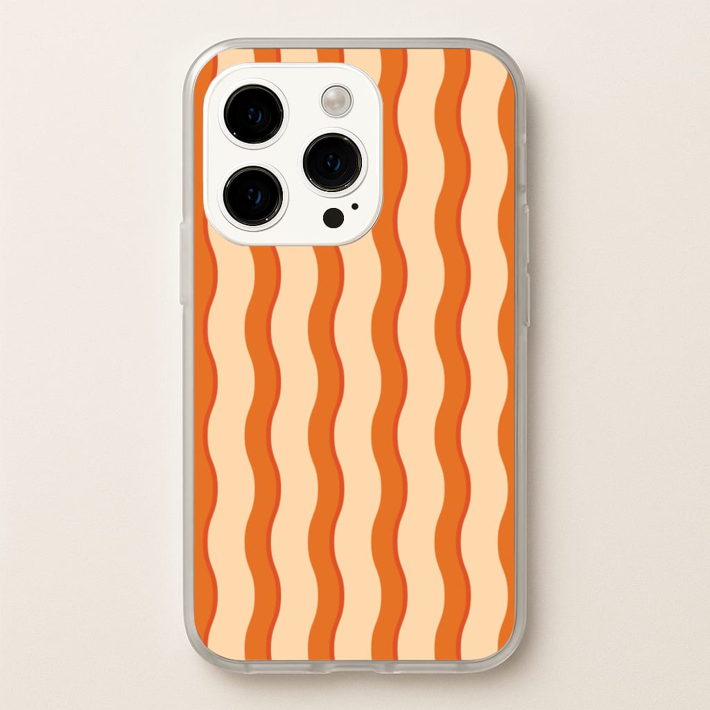 Orange Wavy Stripes Pattern - Patterns Phone Case for iPhone 14 Pro Max