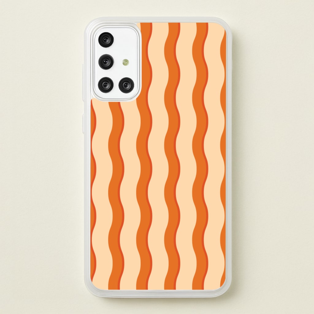 Orange Wavy Stripes Pattern - Patterns Phone Case for Galaxy A71