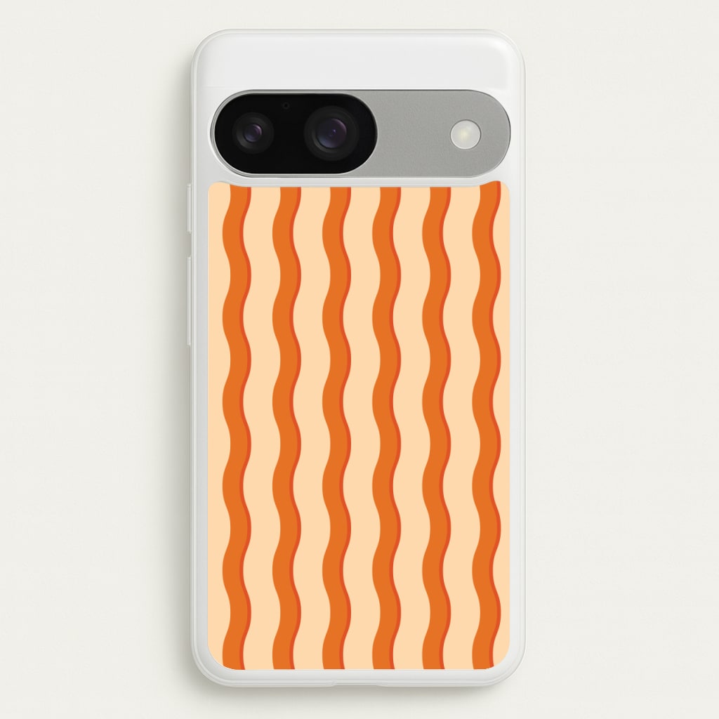 Orange Wavy Stripes Pattern - Patterns Phone Case for Google Pixel 9 / 9 Pro