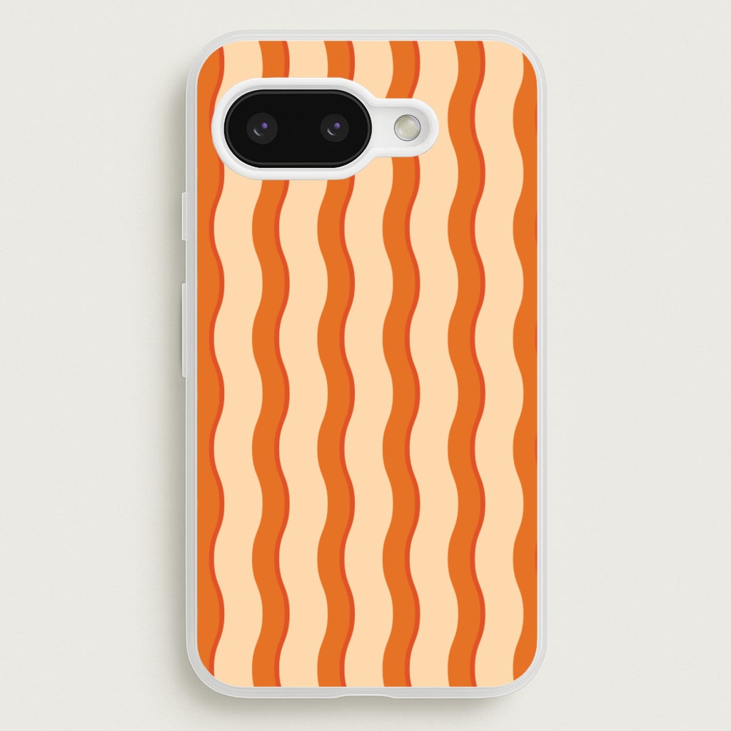 Orange Wavy Stripes Pattern - Patterns Phone Case for Google Pixel 9a