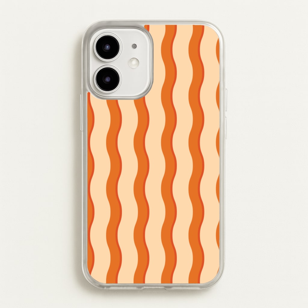 Orange Wavy Stripes Pattern - Patterns Phone Case for iPhone 12 / 12 Pro