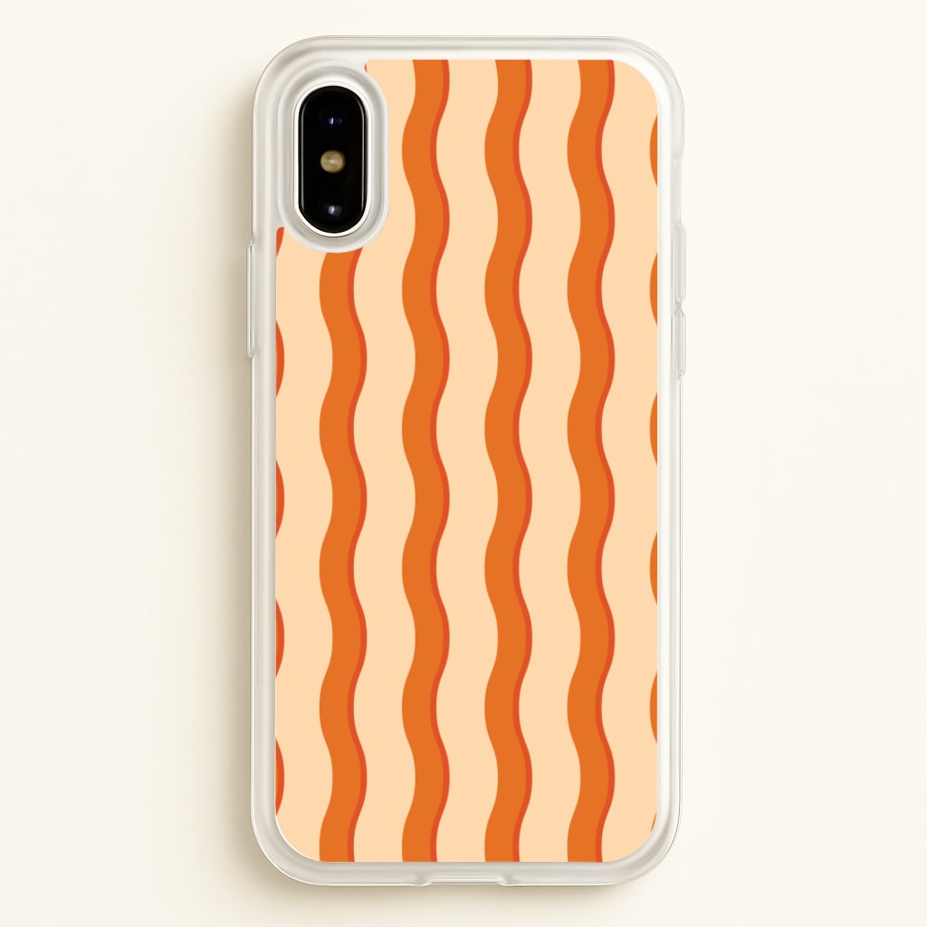 Orange Wavy Stripes Pattern - Patterns Phone Case for iPhone X / XS