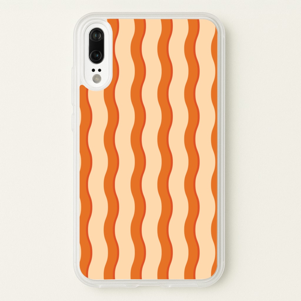 Orange Wavy Stripes Pattern - Patterns Phone Case for Huawei P20