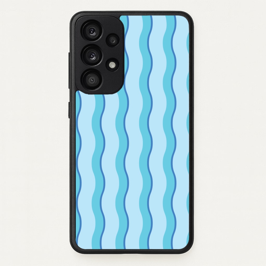 Blue Wavy Stripes Pattern - Patterns Phone Case for Galaxy A33