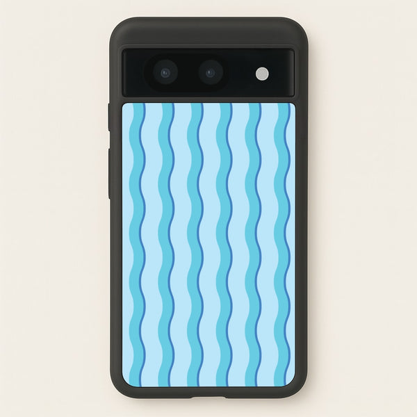 Blue Wavy Stripes Pattern - Patterns Phone Case for Google Pixel 8a