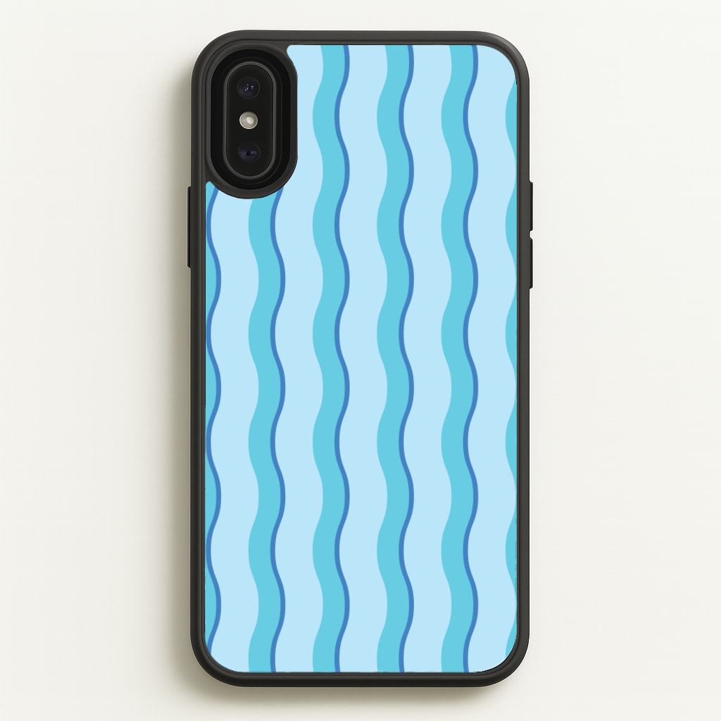 Blue Wavy Stripes Pattern - Patterns Phone Case for iPhone XS Max
