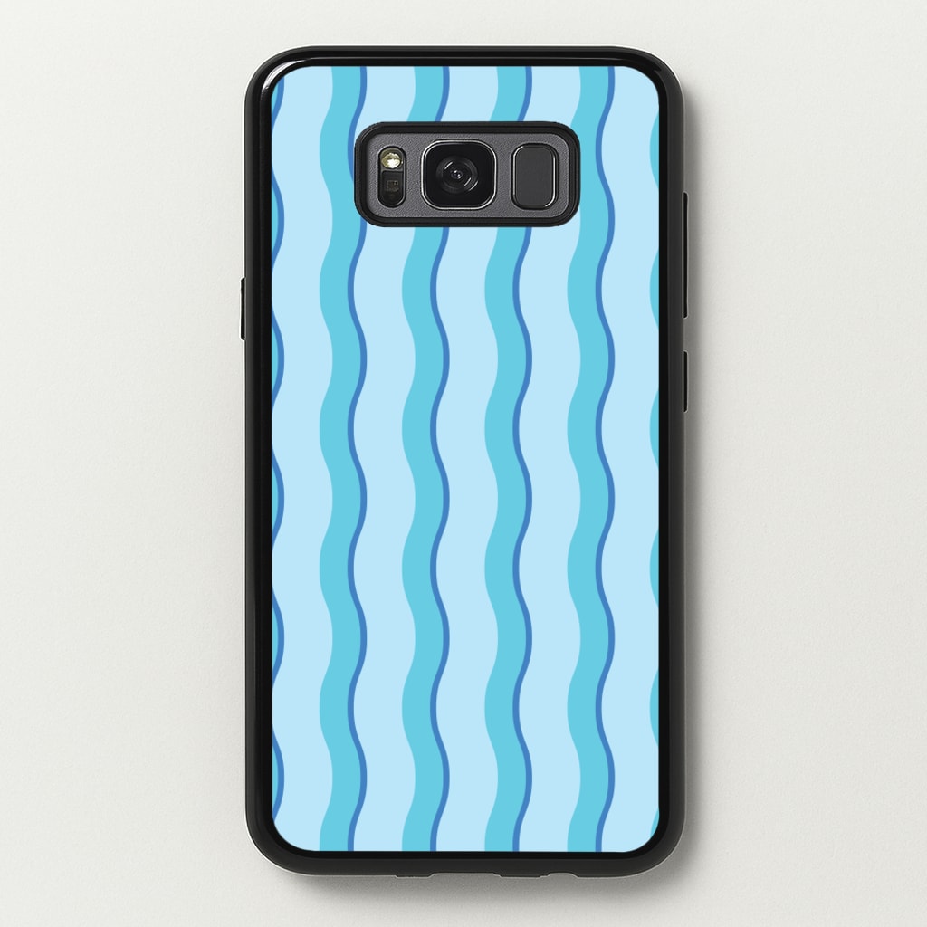 Blue Wavy Stripes Pattern - Patterns Phone Case for Galaxy S8