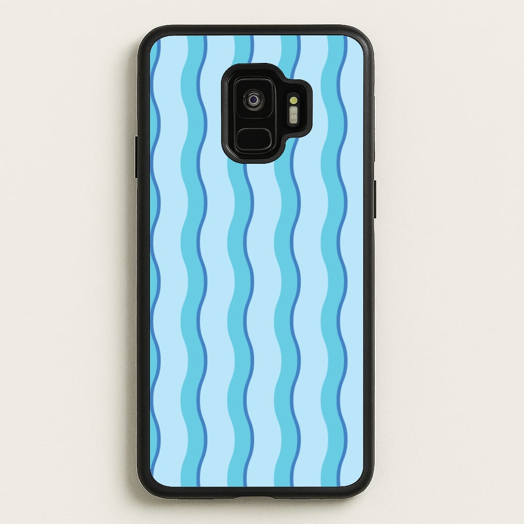 Blue Wavy Stripes Pattern - Patterns Phone Case for Galaxy S9