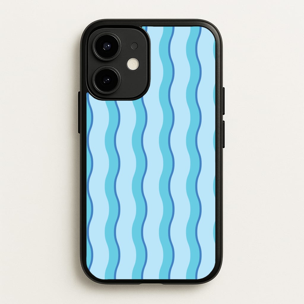 Blue Wavy Stripes Pattern - Patterns Phone Case for iPhone 12 / 12 Pro