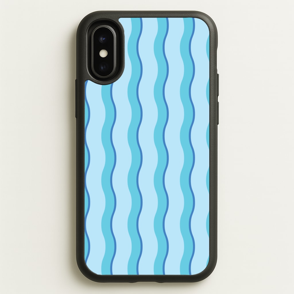 Blue Wavy Stripes Pattern - Patterns Phone Case for iPhone X / XS