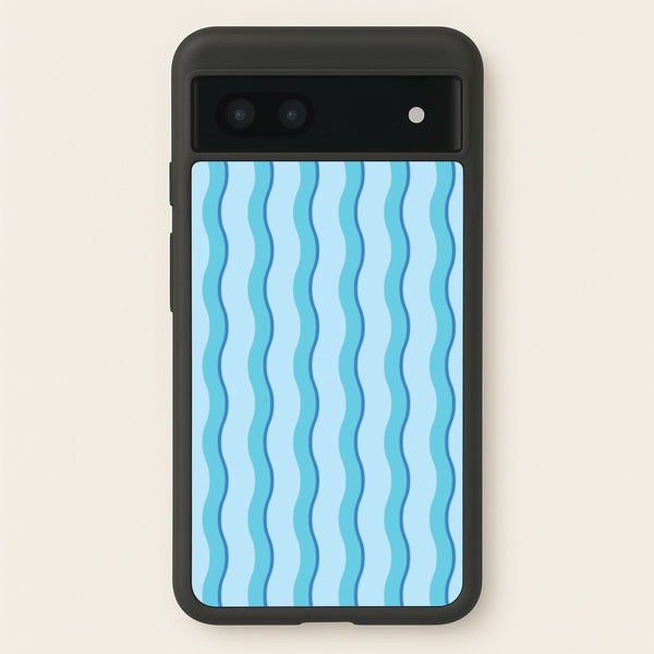 Blue Wavy Stripes Pattern - Patterns Phone Case for Google Pixel 6a