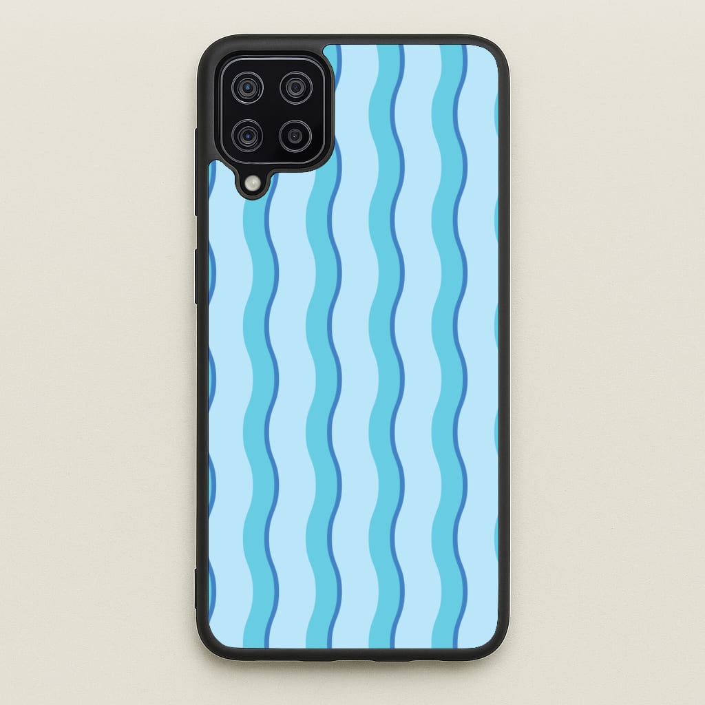 Blue Wavy Stripes Pattern - Patterns Phone Case for Galaxy A12
