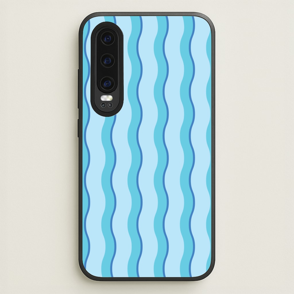Blue Wavy Stripes Pattern - Patterns Phone Case for Huawei P30