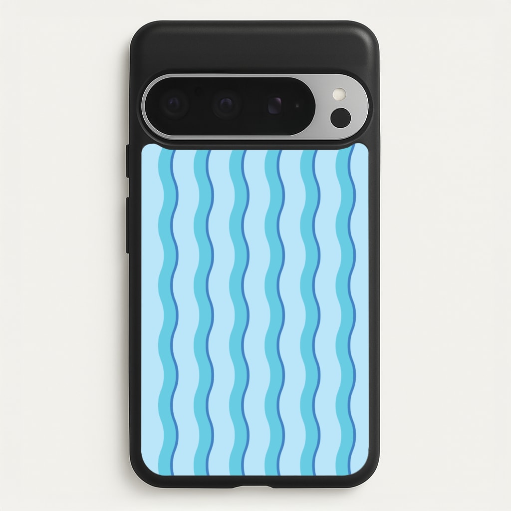 Blue Wavy Stripes Pattern - Patterns Phone Case for Google Pixel 9 Pro XL