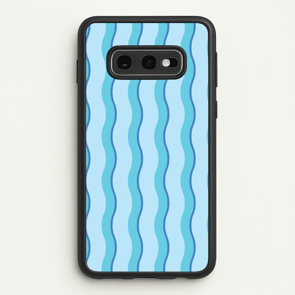 Blue Wavy Stripes Pattern - Patterns Phone Case for Galaxy S10e