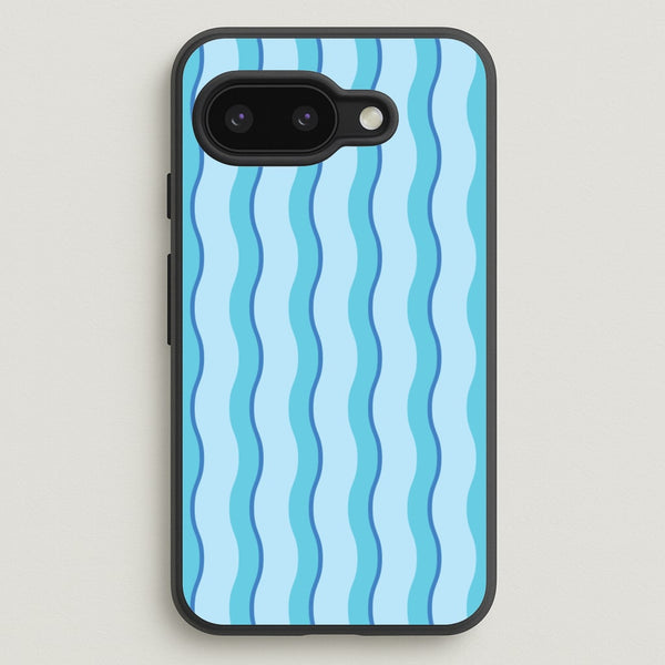 Blue Wavy Stripes Pattern - Patterns Phone Case for Google Pixel 9a