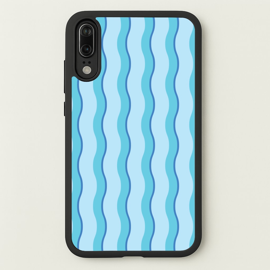 Blue Wavy Stripes Pattern - Patterns Phone Case for Huawei P20