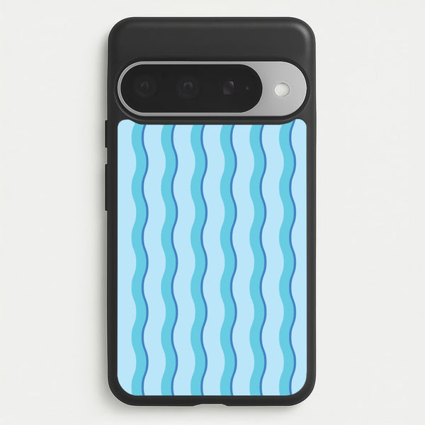 Blue Wavy Stripes Pattern Phone Case for Google Pixel 10 Pro XL