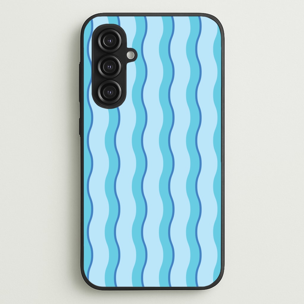 Blue Wavy Stripes Pattern - Patterns Phone Case for Galaxy S23FE