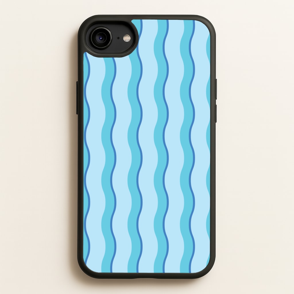 Blue Wavy Stripes Pattern - Patterns Phone Case for iPhone 6 / 7 / 8 / SE